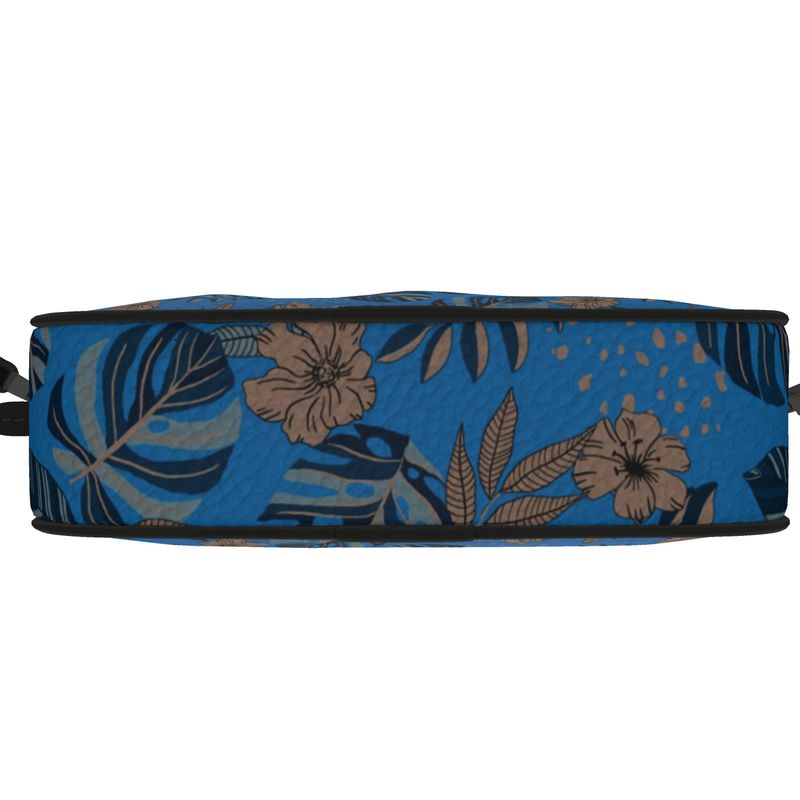 Camera Bag - Nappa Leather - Midnight Monstera - Azure Blue
