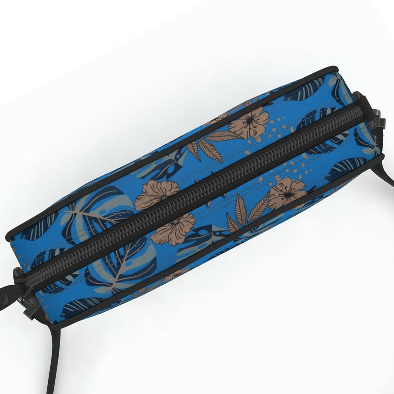 Camera Bag - Nappa Leather - Midnight Monstera - Azure Blue