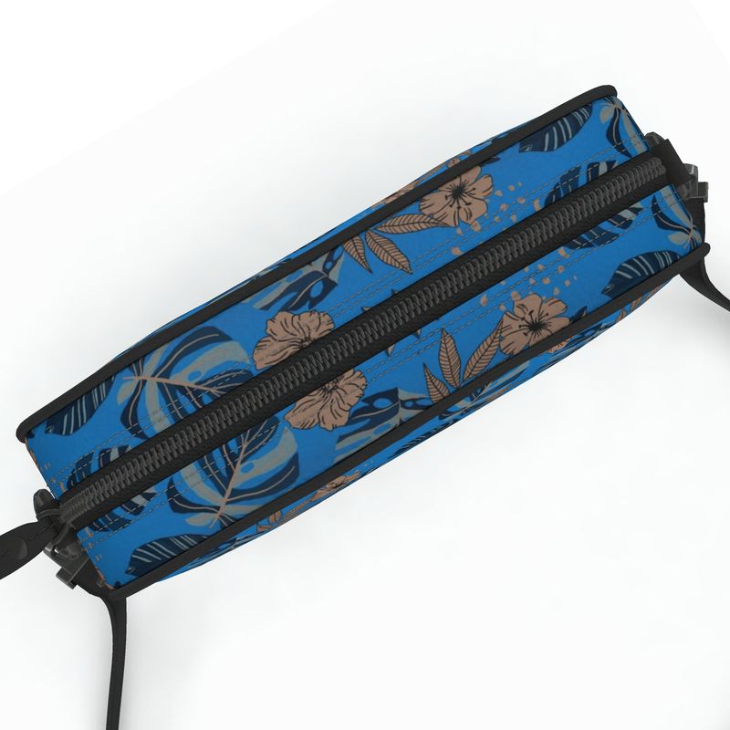 Camera Bag - Nappa Leather - Midnight Monstera - Azure Blue