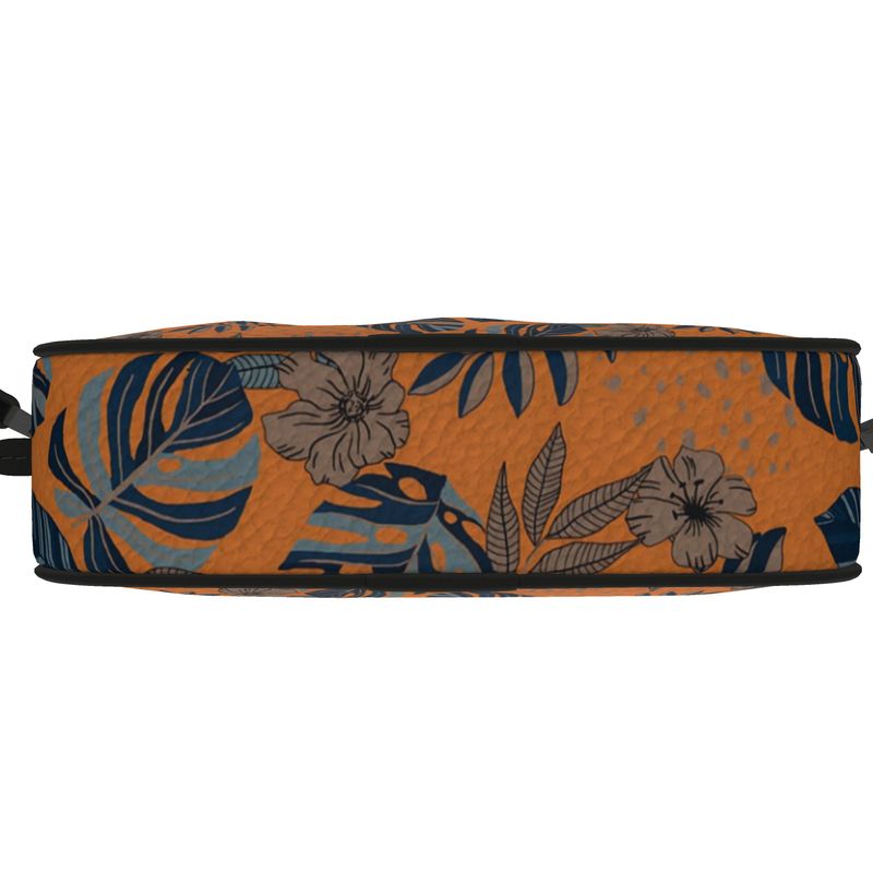 Camera Bag - Nappa Leather - Midnight Monstera - Cadmium Orange