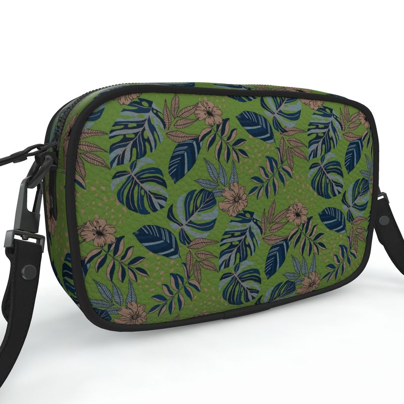 Camera Bag - Nappa Leather - Midnight Monstera - Olive Green