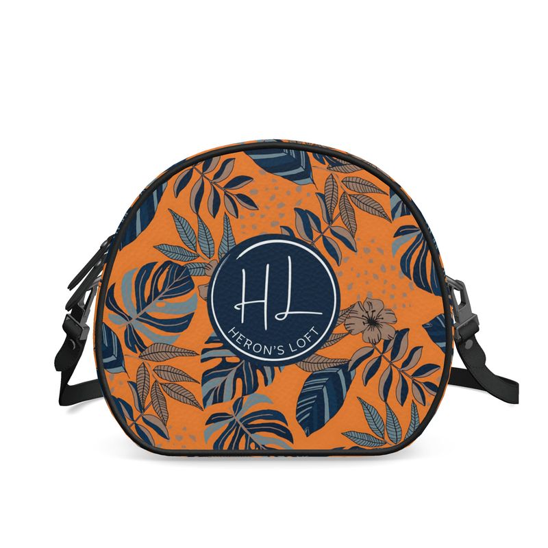 Gumdrop Bag - Nappa Leather - Midnight Monstera - Cadmium Orange