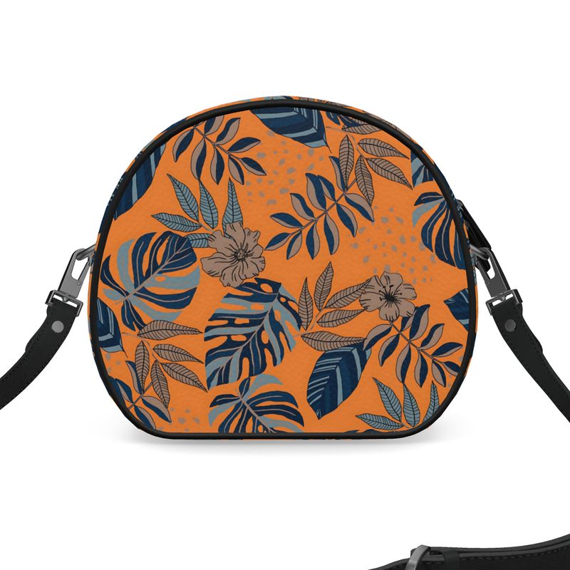 Gumdrop Bag - Nappa Leather - Midnight Monstera - Cadmium Orange