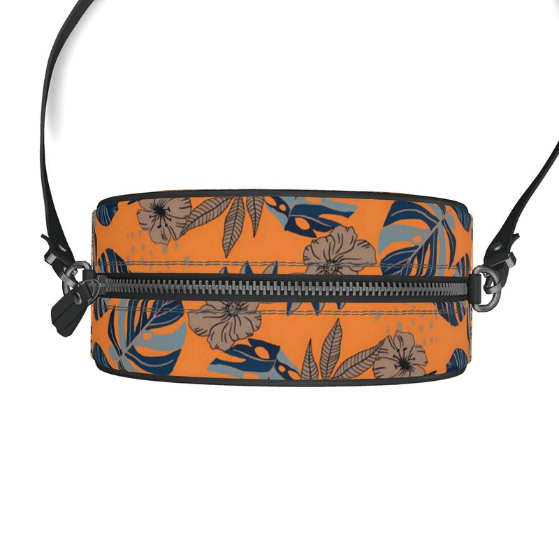 Gumdrop Bag - Nappa Leather - Midnight Monstera - Cadmium Orange