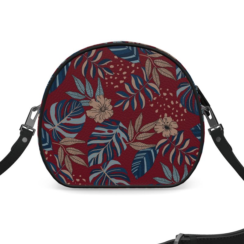 Gumdrop Bag - Nappa Leather - Midnight Monstera - Ruby Red