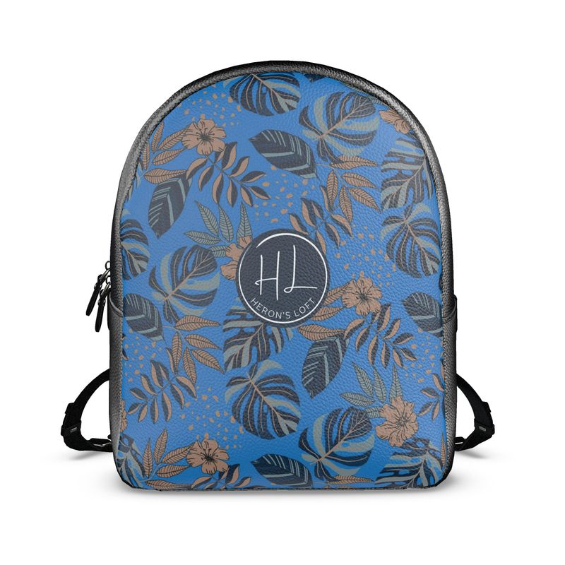 Backpack - Nappa Leather - Midnight Monstera - Azure Blue
