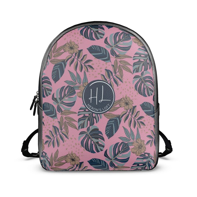 Backpack - Nappa Leather - Midnight Monstera - Lunaria Rose