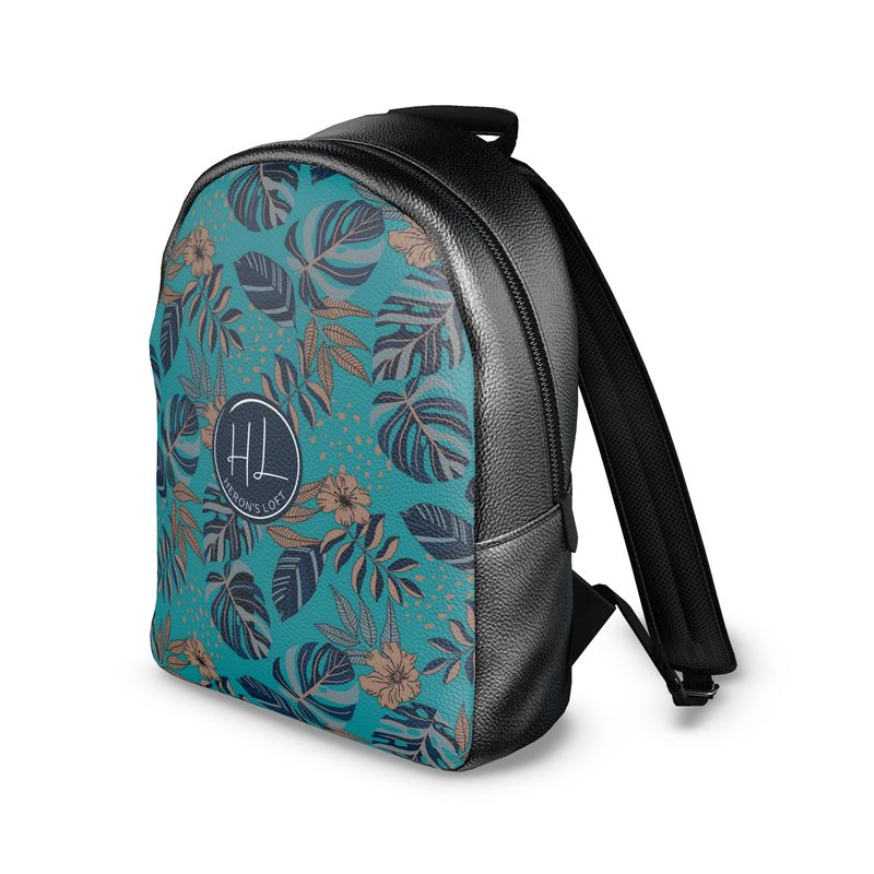 Backpack - Nappa Leather - Midnight Monstera - Dark Cyan