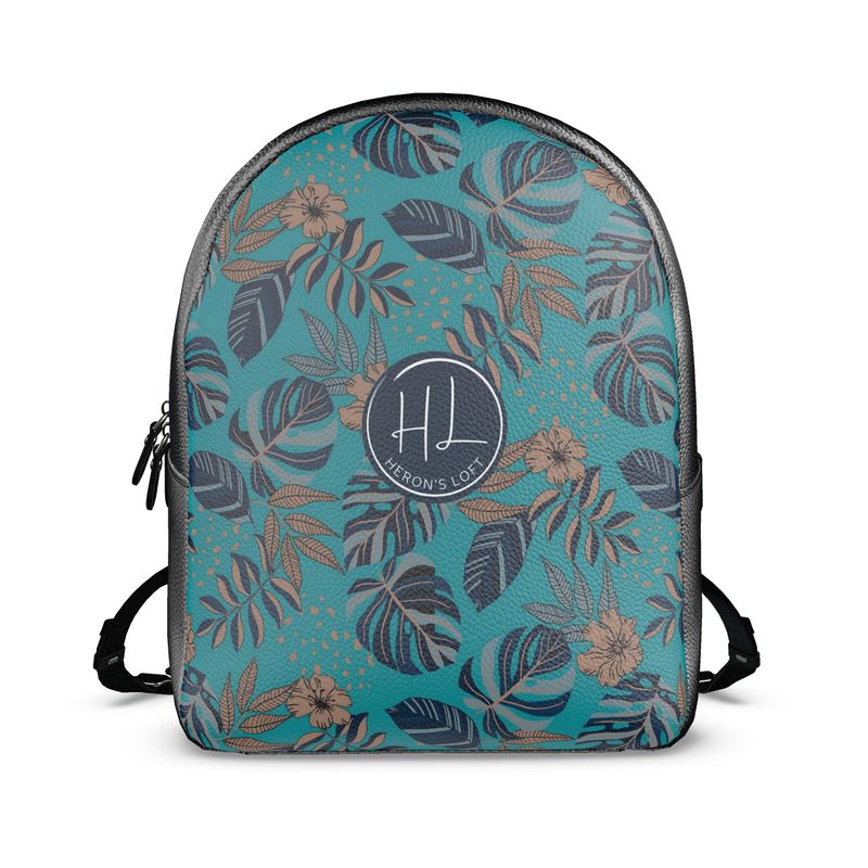 Backpack - Nappa Leather - Midnight Monstera - Dark Cyan