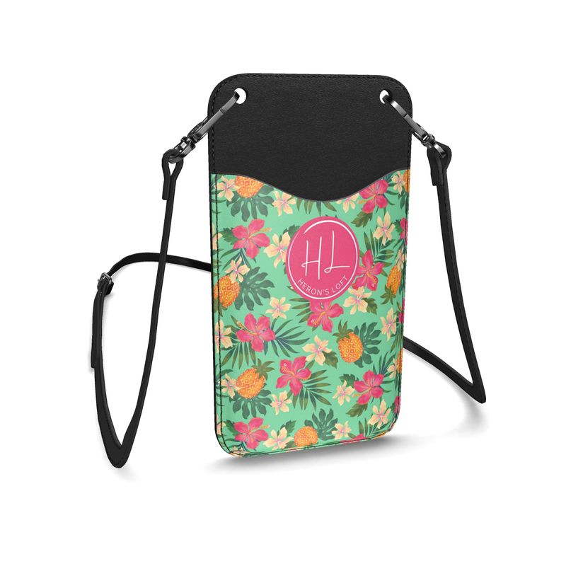 Phone Holder - Nappa Leather - Pineapple Paradise - Canopy Mint
