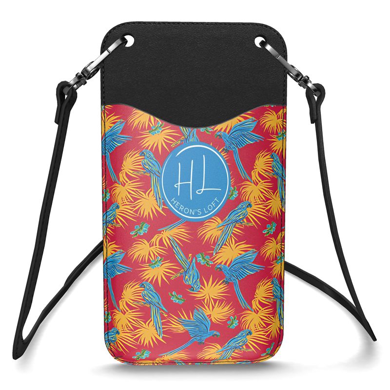 Phone Holder - Nappa Leather - Tropical Macaw - Scarlet Crest