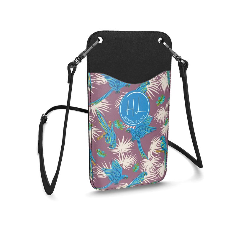 Phone Holder - Nappa Leather - Tropical Macaw - Plumage Rose