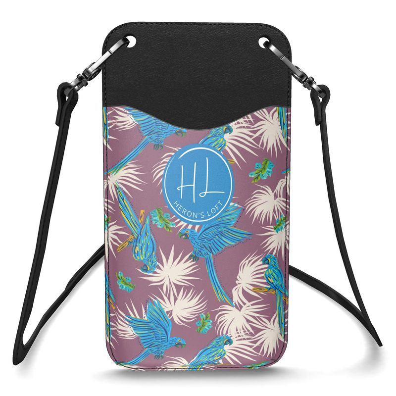 Phone Holder - Nappa Leather - Tropical Macaw - Plumage Rose