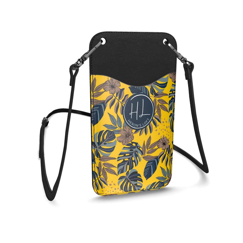 Phone Holder - Nappa Leather - Midnight Monstera - Garden Ember