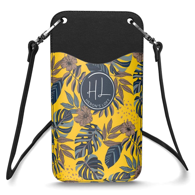Phone Holder - Nappa Leather - Midnight Monstera - Garden Ember