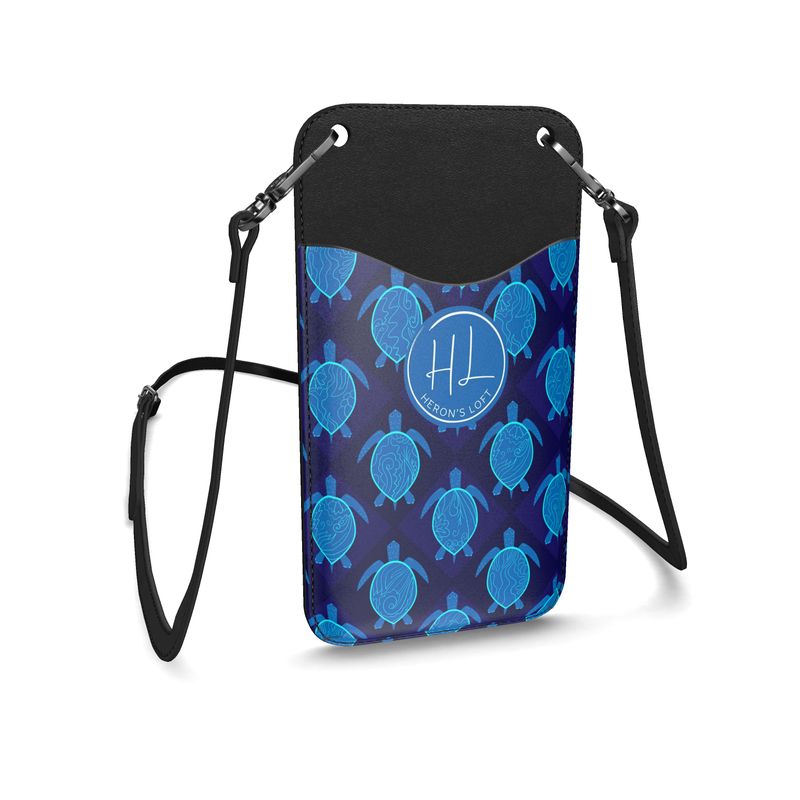 Phone Holder - Nappa Leather - Topo Turtles - Blue Tide