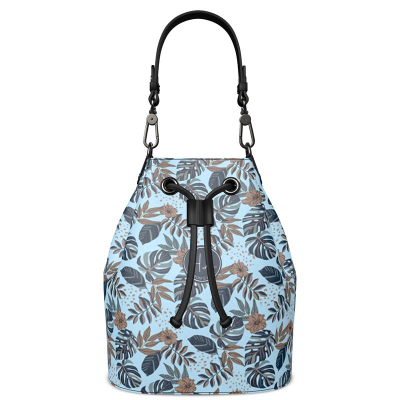 Gallery Bag - Nappa Leather - Midnight Monstera - Sky Blue