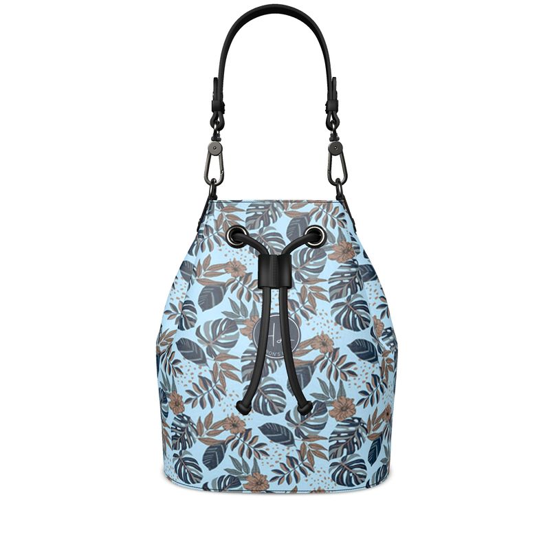 Gallery Bag - Nappa Leather - Midnight Monstera - Sky Blue