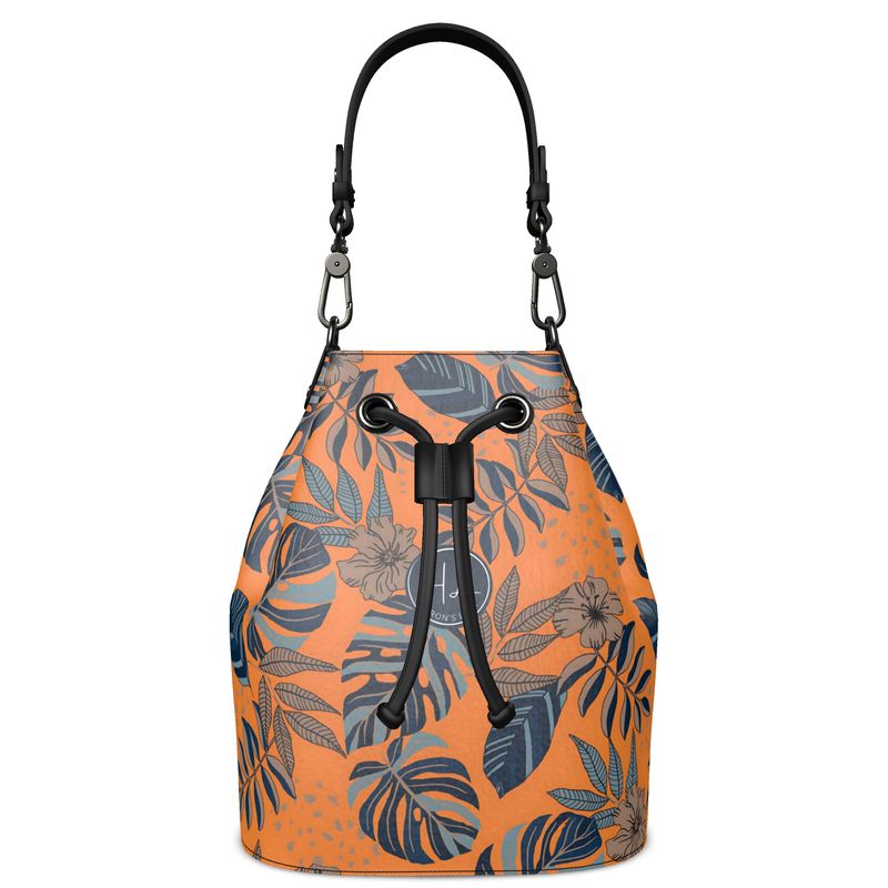 Gallery Bag - Nappa Leather - Midnight Monstera - Cadmium Orange