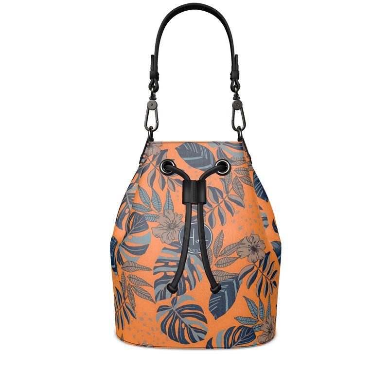 Gallery Bag - Nappa Leather - Midnight Monstera - Cadmium Orange