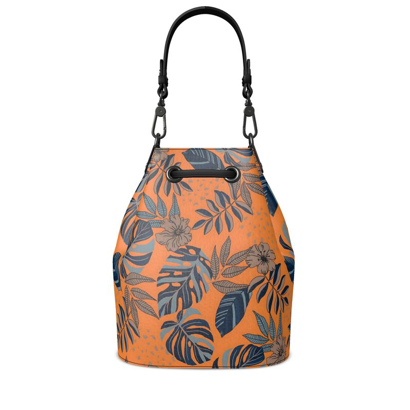 Gallery Bag - Nappa Leather - Midnight Monstera - Cadmium Orange