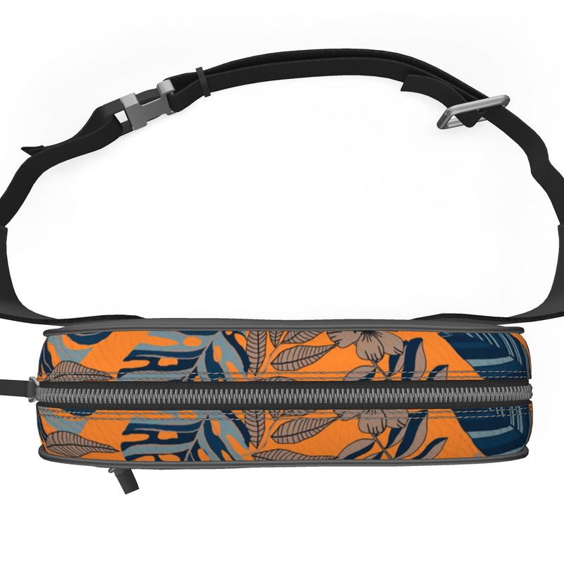 Belt Bag - Nappa Leather - Midnight Monstera - Cadmium Orange