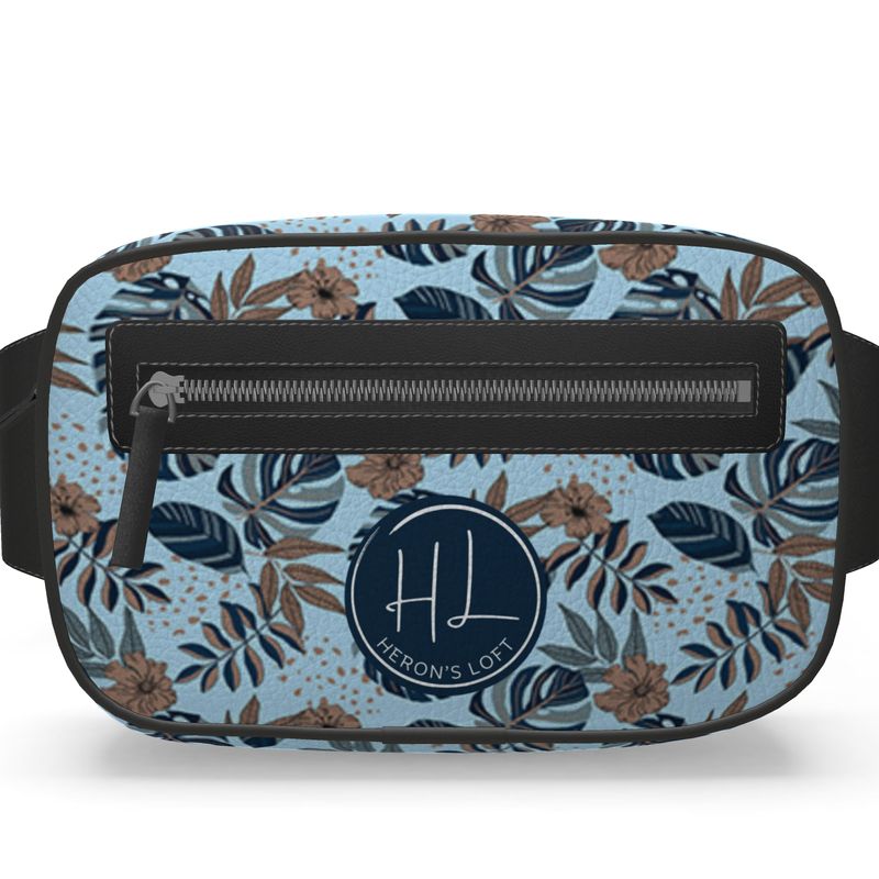 Belt Bag - Nappa Leather - Midnight Monstera - Blue Mist