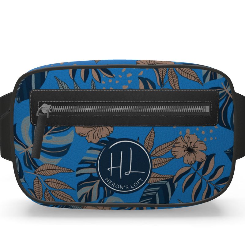 Belt Bag - Nappa Leather - Midnight Monstera - Azure Blue