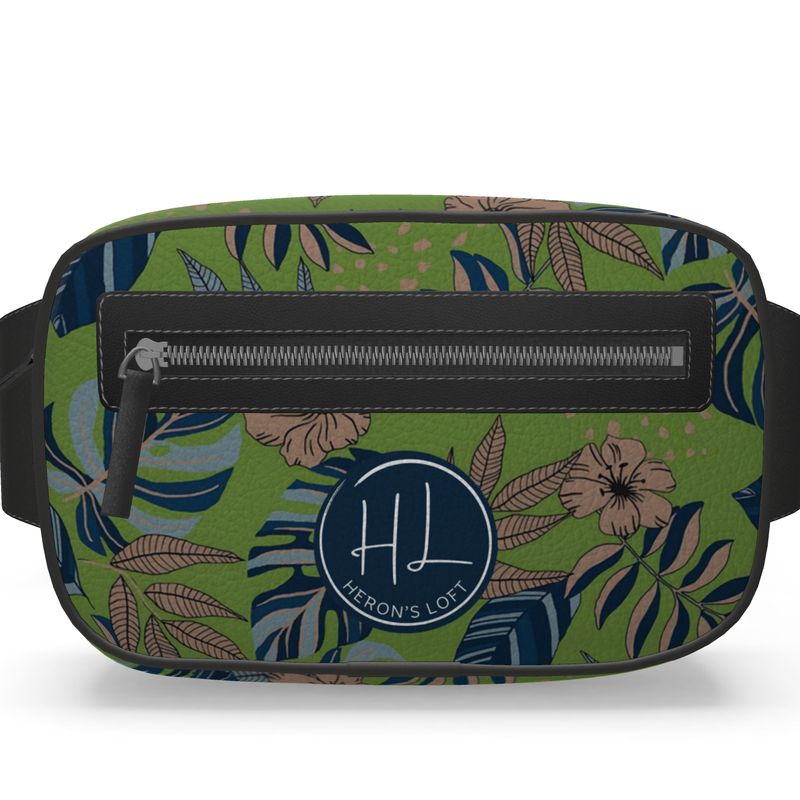 Belt Bag - Nappa Leather - Midnight Monstera - Olive Velour