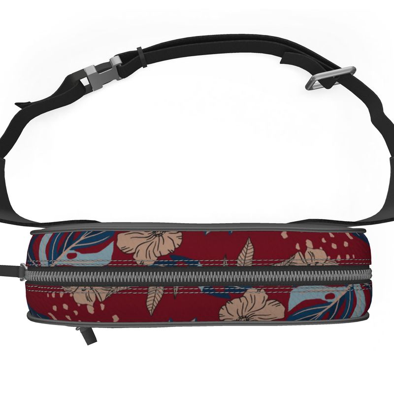 Belt Bag - Nappa Leather - Midnight Monstera - Crimson Nightfall