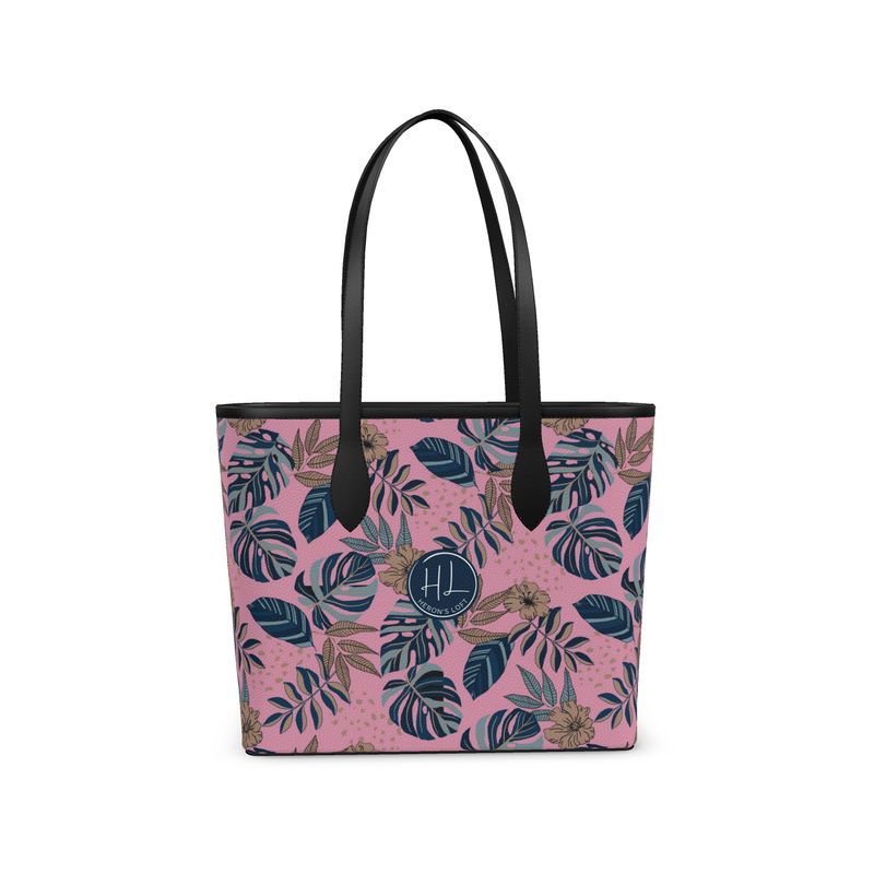 City Tote Bag - Nappa Leather - Midnight Monstera - Lunaria Rose