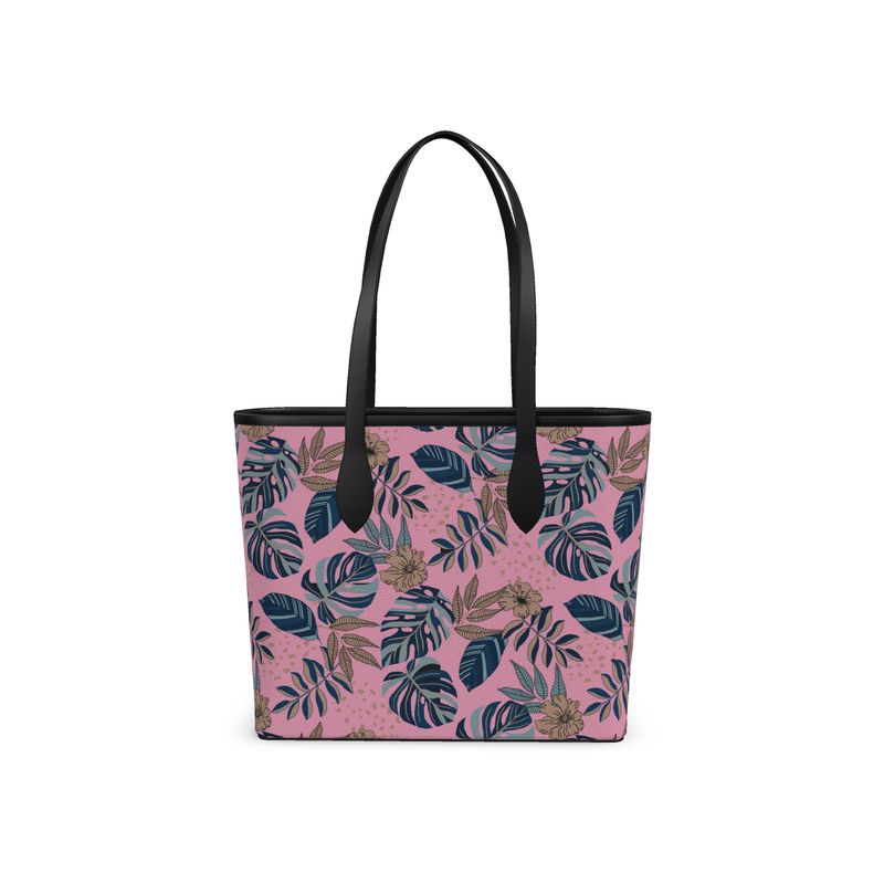 City Tote Bag - Nappa Leather - Midnight Monstera - Lunaria Rose