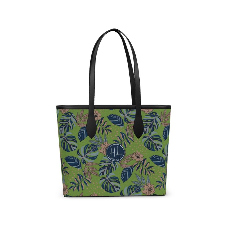 City Tote Bag - Nappa Leather - Midnight Monstera - Olive Velour