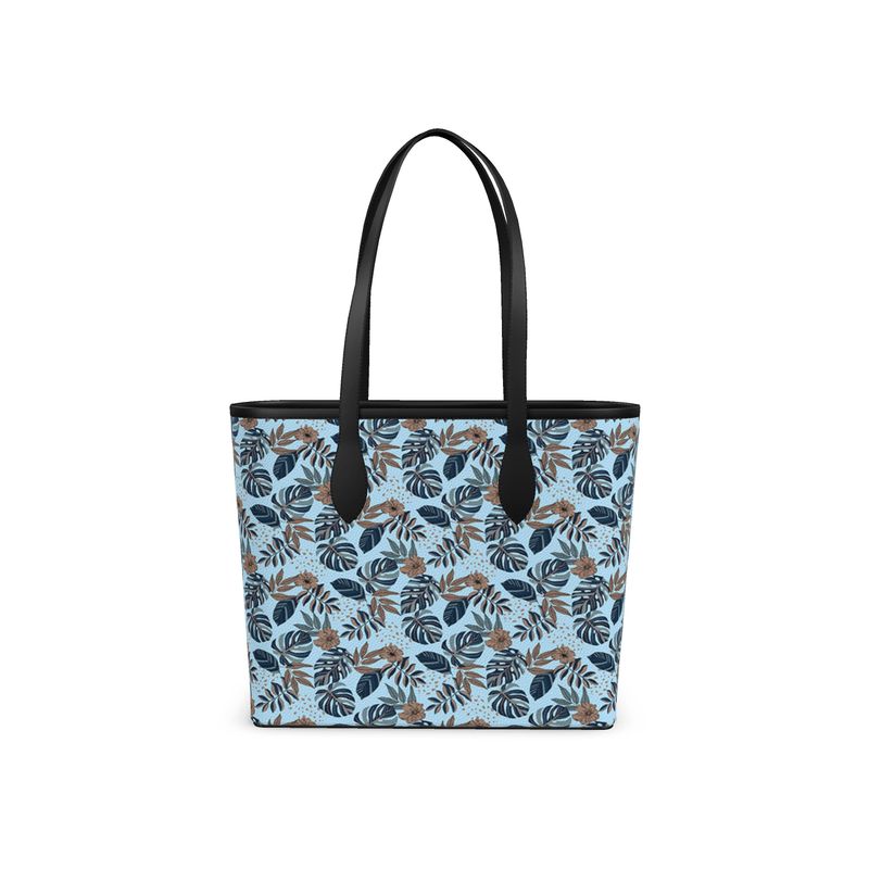 City Tote Bag - Nappa Leather - Midnight Monstera - Blue Mist