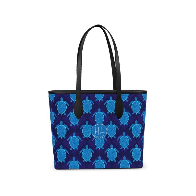 City Tote Bag - Nappa Leather - Topo Turtles - Blue Tide