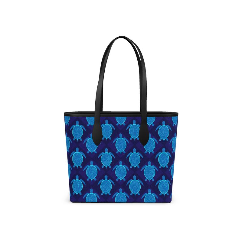 City Tote Bag - Nappa Leather - Topo Turtles - Blue Tide