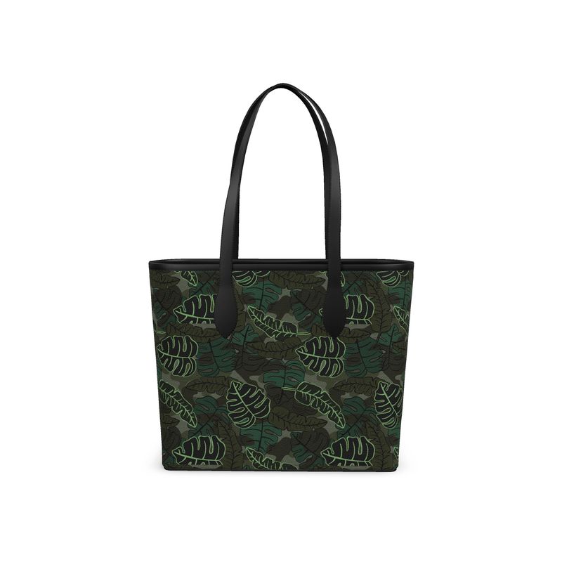 City Tote Bag - Nappa Leather - Camo Leaves - Dark
