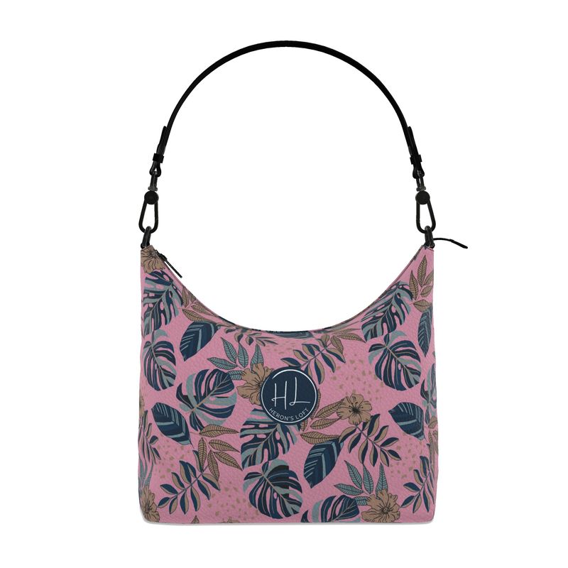 Square Shoulder Bag - Nappa Leather - Midnight Monstera - Lunaria Rose
