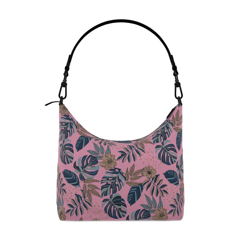 Square Shoulder Bag - Nappa Leather - Midnight Monstera - Lunaria Rose