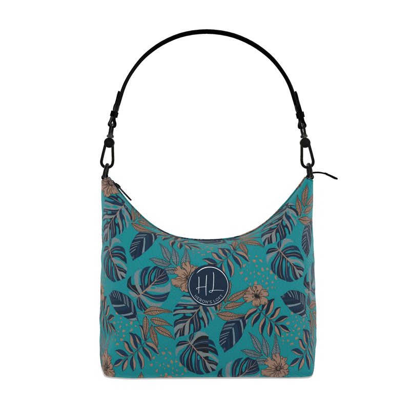 Square Shoulder Bag - Nappa Leather - Midnight Monstera - Dark Cyan