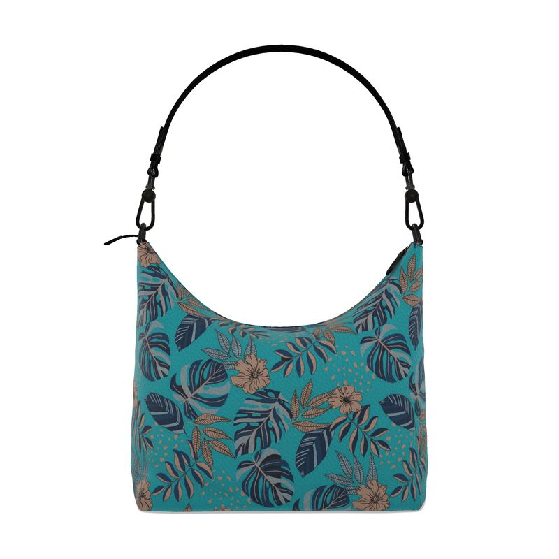 Square Shoulder Bag - Nappa Leather - Midnight Monstera - Dark Cyan