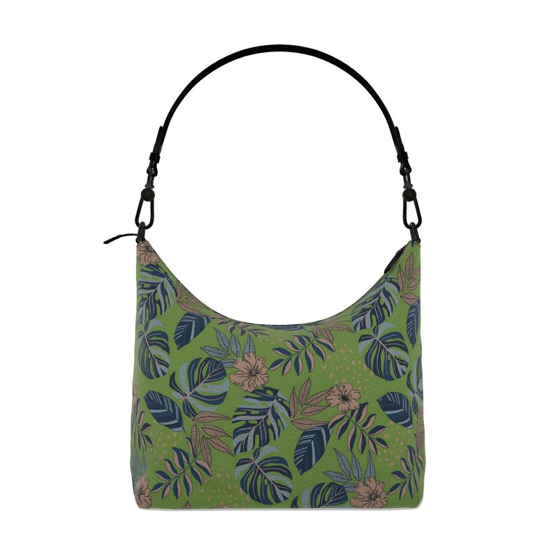 Square Shoulder Bag - Nappa Leather - Midnight Monstera - Olive Velour