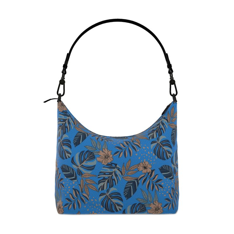 Square Shoulder Bag - Nappa Leather - Midnight Monstera -  Azure Blue