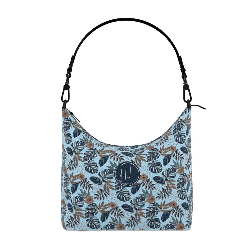 Square Shoulder Bag - Nappa Leather - Midnight Monstera - Blue Mist