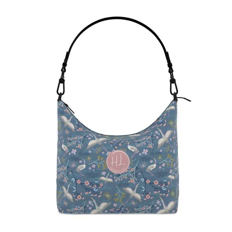 Square Shoulder Bag - Nappa Leather- White Crane