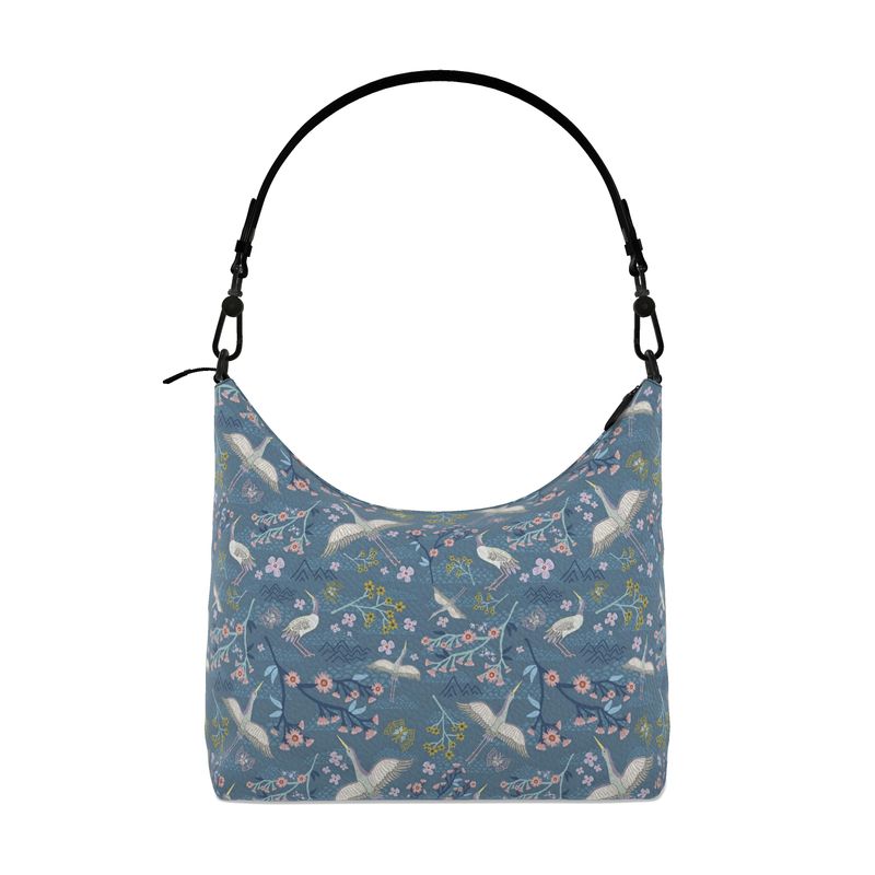 Square Shoulder Bag - Nappa Leather- White Crane