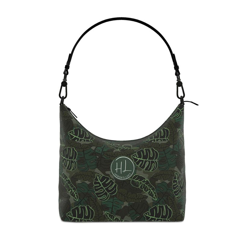 Square Shoulder Bag - Nappa Leather - Camo Leaves - Dark