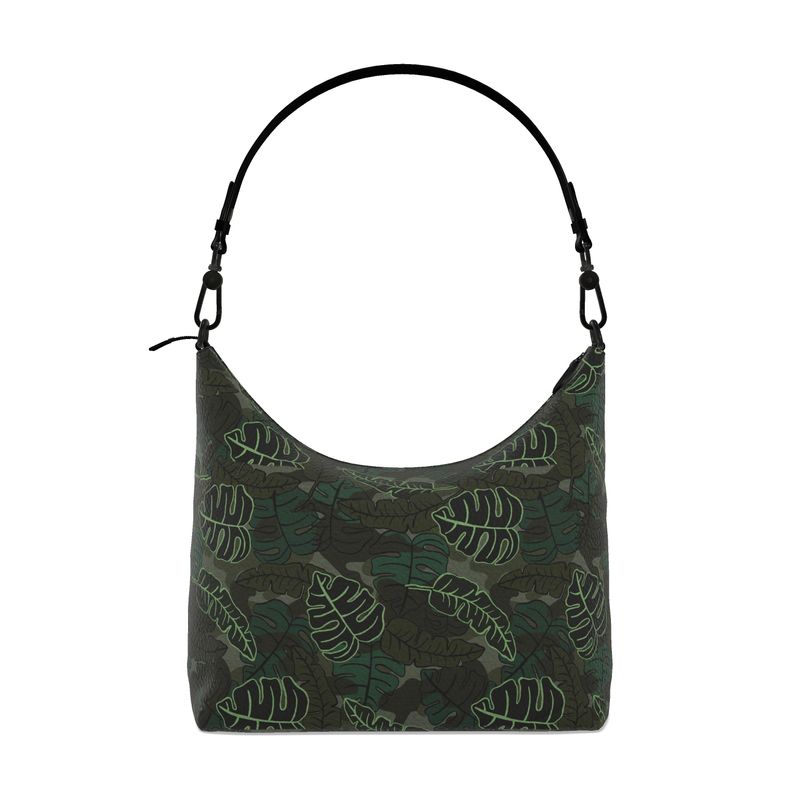 Square Shoulder Bag - Nappa Leather - Camo Leaves - Dark