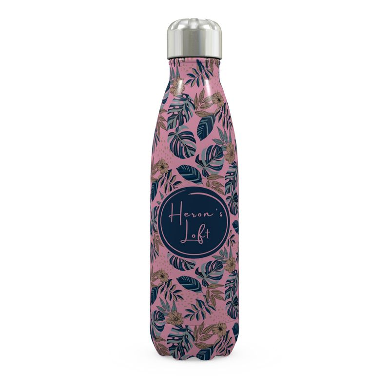 Stainless Steel Thermal Bottle - Midnight Monstera - Lunaria Rose