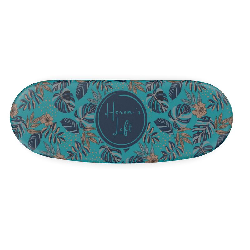 Glasses Hard Case - Midnight Monstera - Cyan Noir